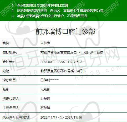 松原前郭瑞博口腔门诊部价格表: