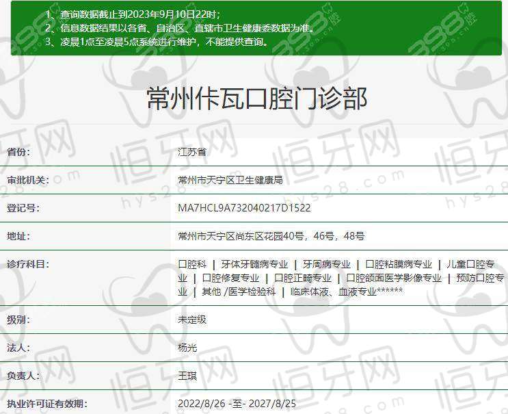 常州佧瓦口腔电话号码：