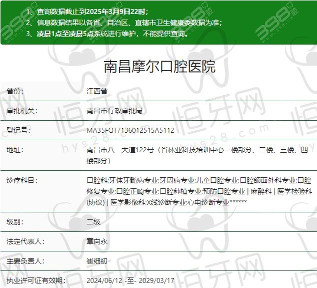【南昌摩尔口腔医院参考价格表:】